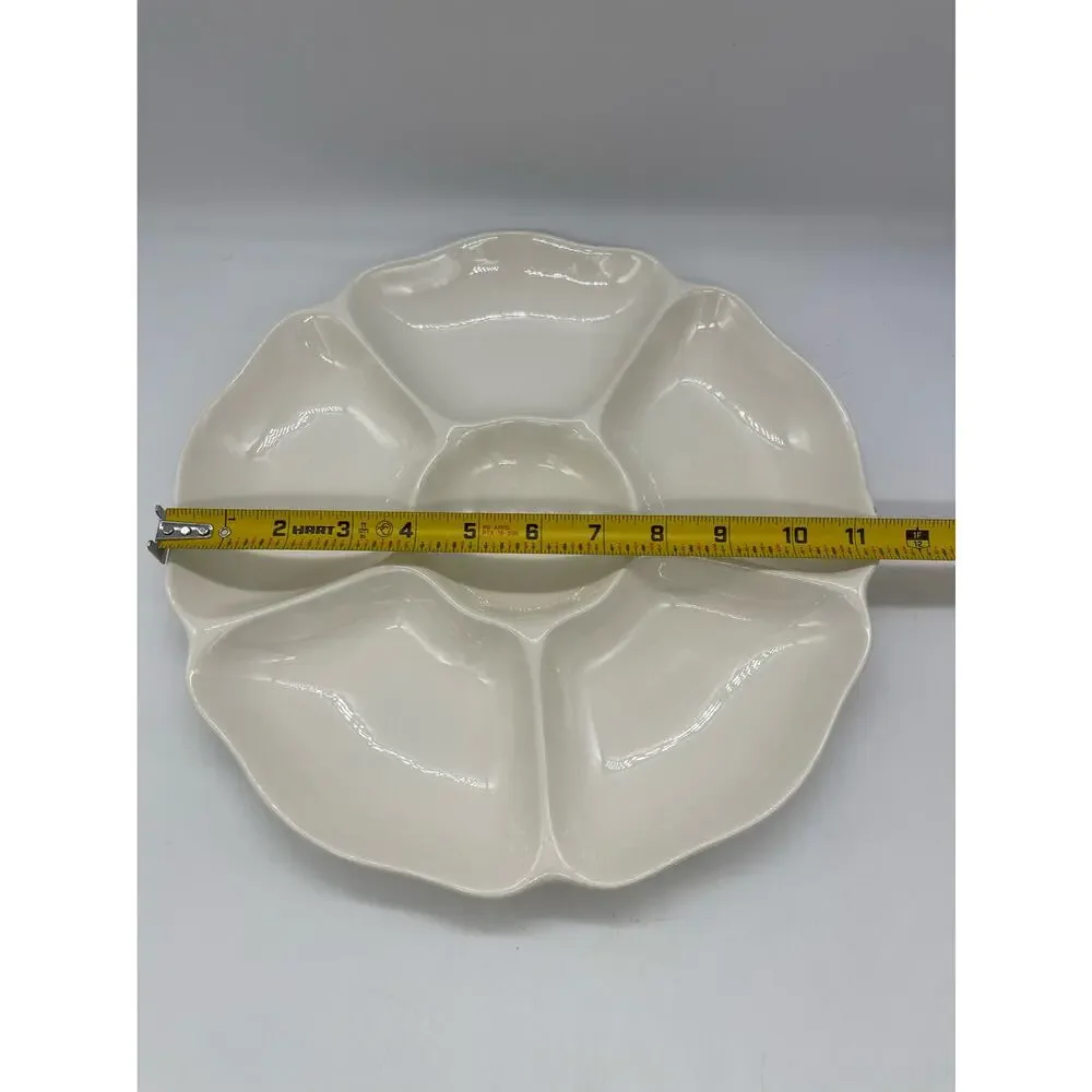 Spode Imperial White Vegetable & Dip Tray w/ Scalloped Rim